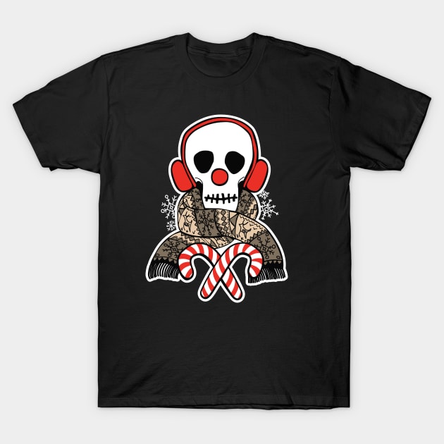 Stay Warm Holiday Skull T-Shirt by bortwein